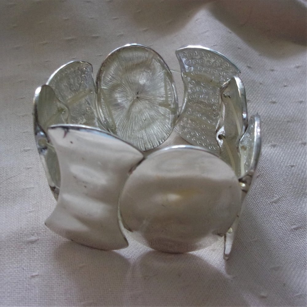 Polished Moon phase bracelet silver tone costume